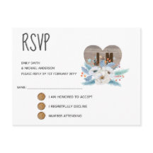 Flor Branca de Cartão RSVP de Casamento de Amor Et