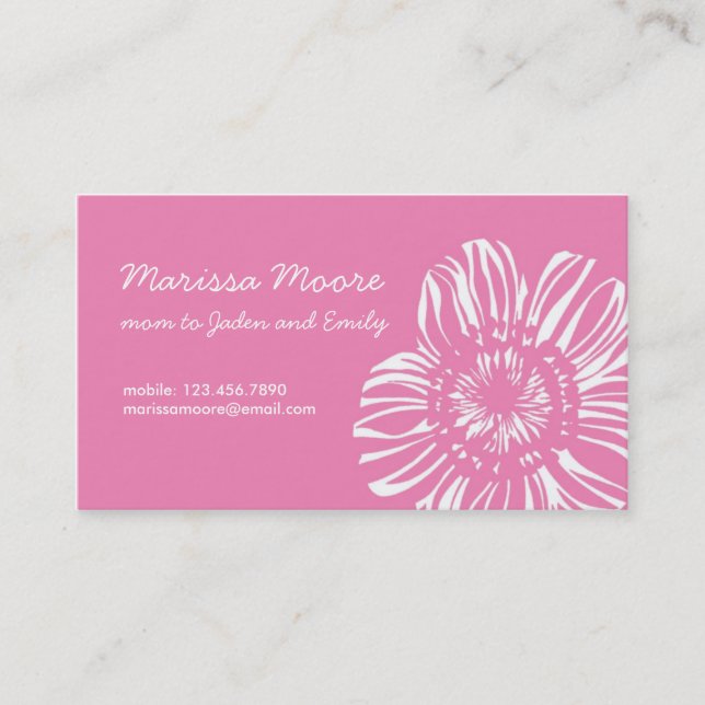 Flor branca no cartão cor-de-rosa (Frente)