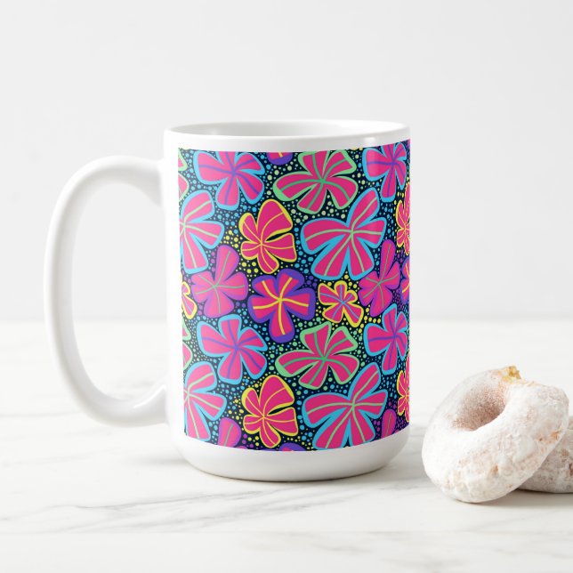 Flor 🌸 caneca de café 15oz (Com Donut)