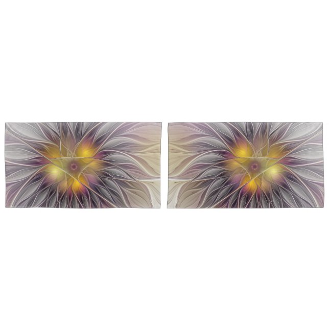 Flor Colorida Luminosa, Fractal Moderno Abstrato (Frente - conjunto)