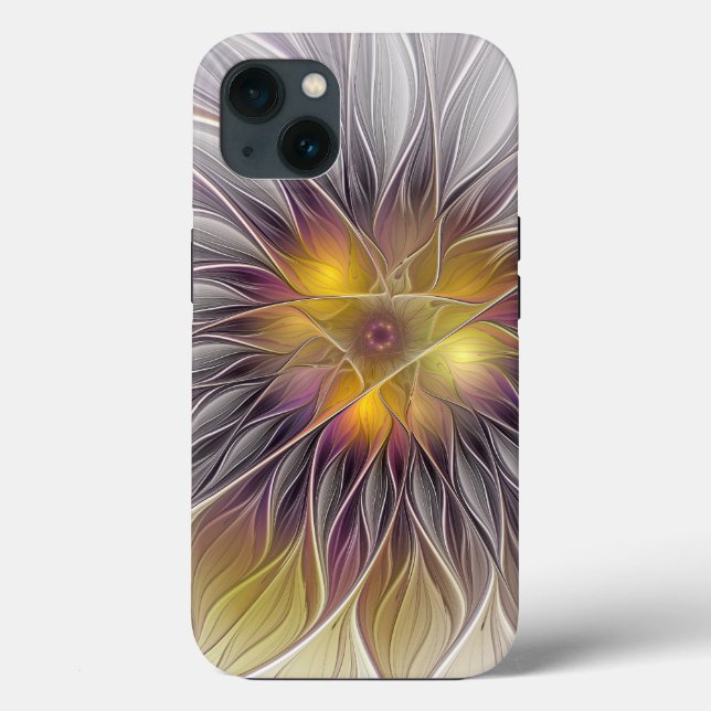 Flor Colorida Luminosa, Fractal Moderno Abstrato (Verso)
