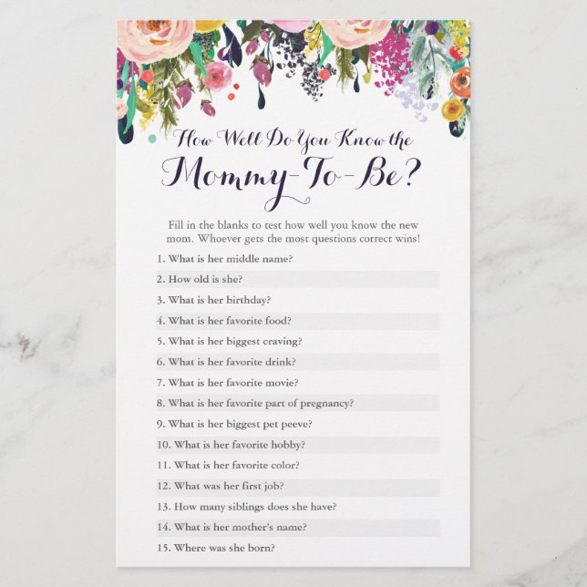 Flor Como Você Conhece Bem O Teste De Mamãe? (Frente)