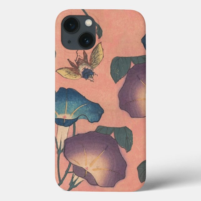 Flor de Abelha Rosa Arte Clássica Hokusai (Verso)