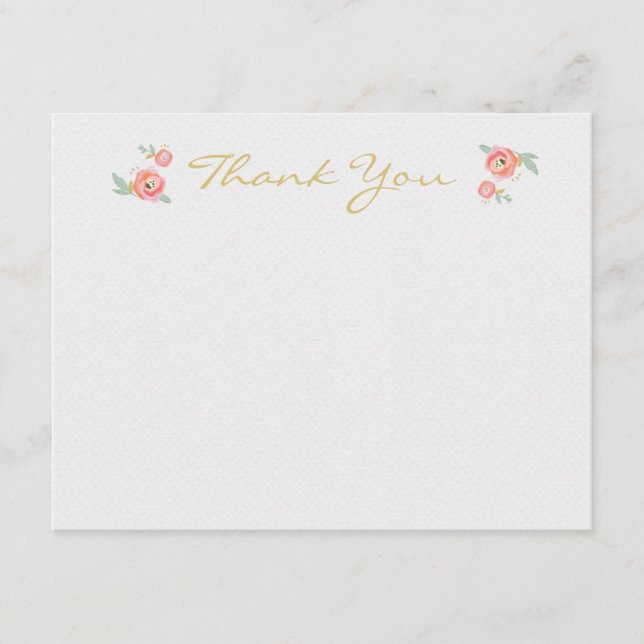 Flor De Aquarela Obrigado Cartões (Frente)