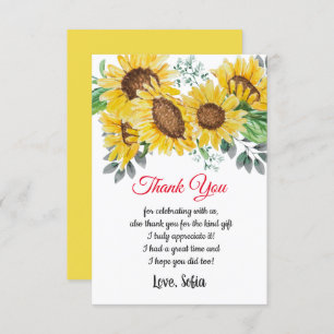 flor de aquarelas, girassol, cartões de agradecime