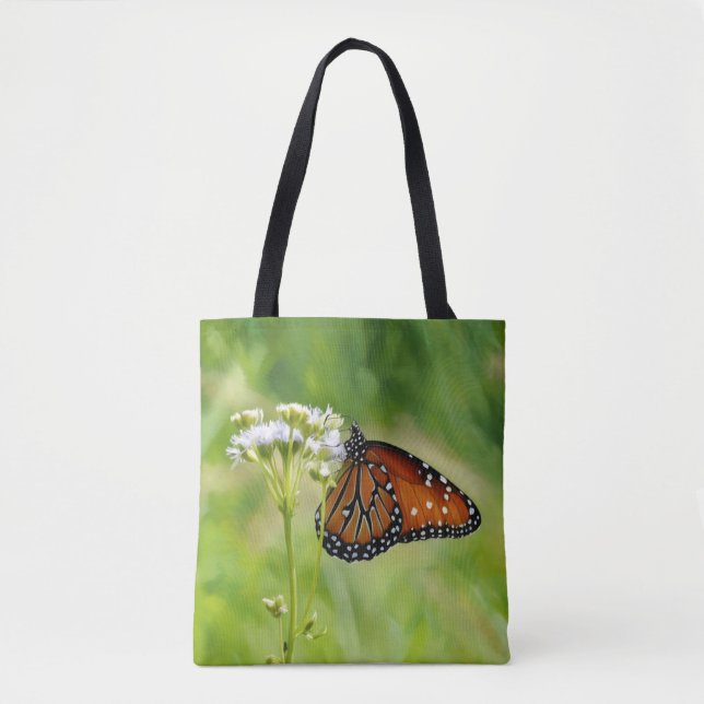 Flor de Arte da Borboleta Monarca Tote Floral Bag (Frente)