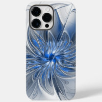 Flor de Arte Fracionada com Cinza Azul abstrato
