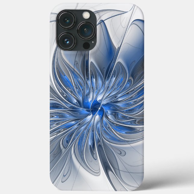 Flor de Arte Fracionada com Cinza Azul abstrato (Verso)