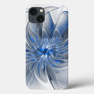 Flor de Arte Fracionada com Cinza Azul abstrato