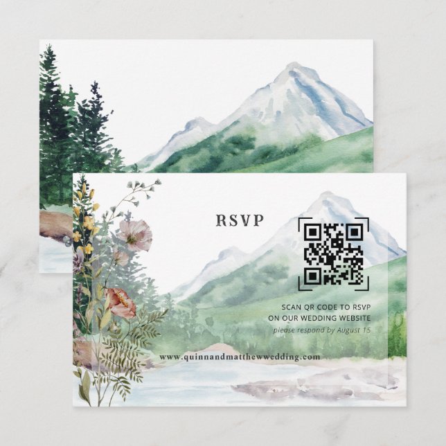 Flor de Campo Montanhesa | Código QR RSVP Casament (Frente/Verso)