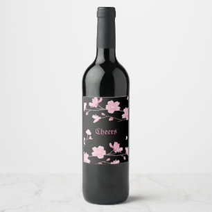 Flor de Cereja - Etiqueta de Garrafa de Vinho Saku