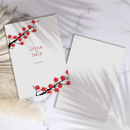 Flor de Cereja Vermelha Themed Cartões de agradeci