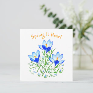 Flor de Crocus em Cartão Branco