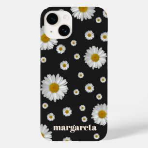 Flor de Daisy Retro Bonito com Nome Preto
