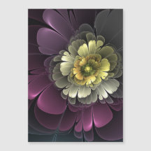 Flor de Fractal Abstrato Moderno Purpur Khaki Cinz