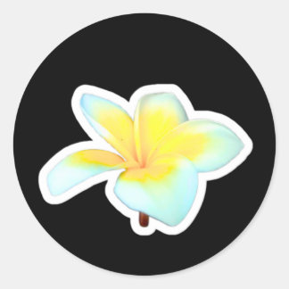 Flor de Frangipani Branca Exótica Adesivo Die-Cut,