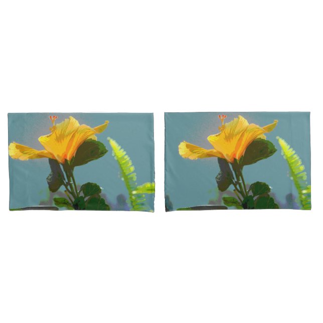 Flor de Hibisco Laranja Amarelo (Frente - conjunto)