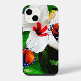 Flor de Hibiscus com 2 borboletas de Tigre