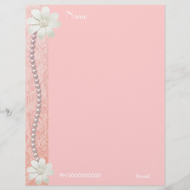Flor de Letra Cabeçalho Jóias Pérolas Borda Rosa 2 (Frente)