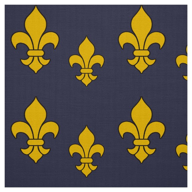 Flor de lis azul e Dourado profunda tecido (Modelo)