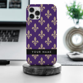 Flor de Lis, Bege sobre Roxo, Real, Seu Nome