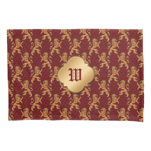 Flor de lis Dourado medieval do vermelho do leão (Frente)