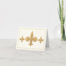 Flor de lis três no cartão de nota da cor do creme
