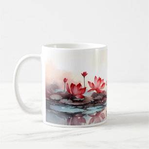 Flor De Lotus Vermelho Na Sua Caneca