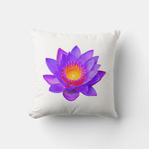 Flor de Lótus Violeta em Almofada Branca