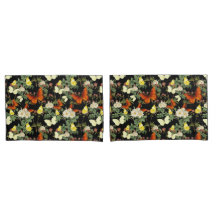 Flor de maçã e borboletas Fundo Negro