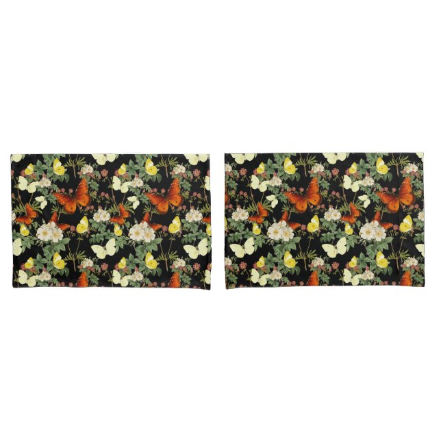 Flor de maçã e borboletas Fundo Negro (Frente - conjunto)