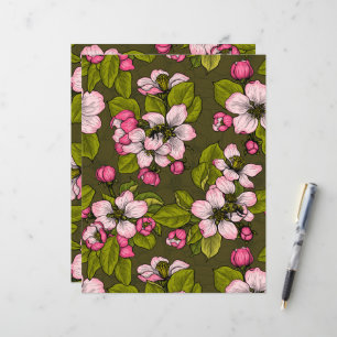 Flor de maçã em verde-escuro