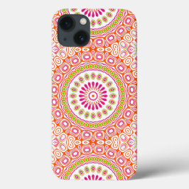 Flor de Mandala de Primavera Rosa e Laranja Brilha