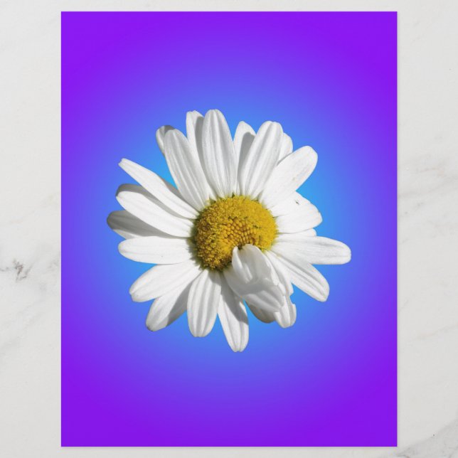 Flor de Margarida Branca Gradiente Azul Roxo (Frente)