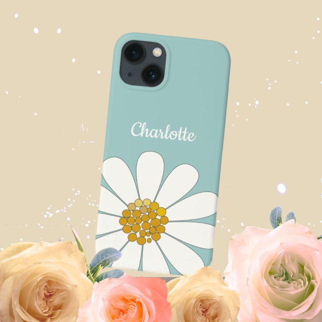 Flor de Margarida Branca Personalizar Nome Anivers (Criador carregado)
