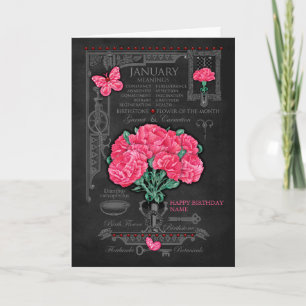 Flor de Nascimento Cartão Personalizado Janeiro Gi
