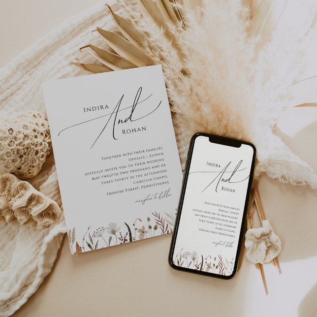 Flor de outono Simples | Convite Para Casamento (Criador carregado)