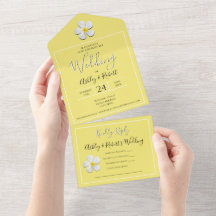 Flor de Plumeria Branca em Casamento Amarelo e Mod