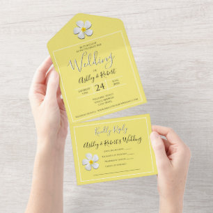 Flor de Plumeria Branca em Casamento Amarelo e Mod