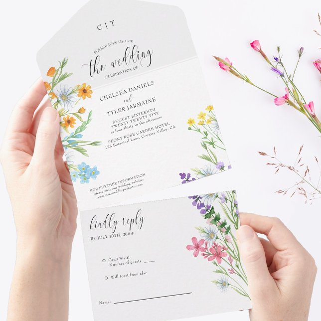 Flor de Prados Bonito de Casamento de Flor (Elegant calligraphy, simple modern monogram and a light airy feel for love in bloom)