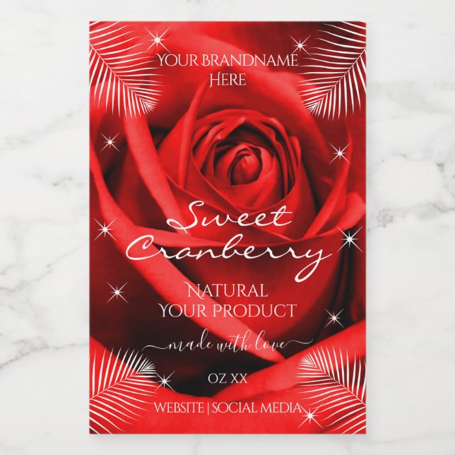 Flor de rosa vermelha com Rótulos de Produto de Fo (Rótulo Único)