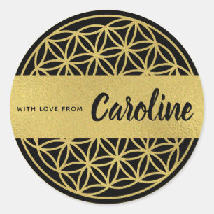 Flor de vida autocolante personalizado dourado e p