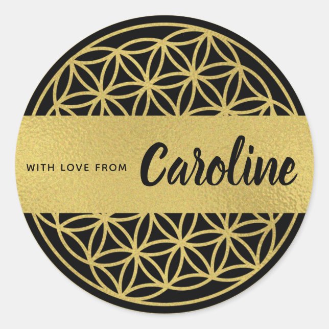 Flor de vida autocolante personalizado dourado e p (Frente)