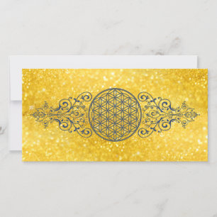 Flor de Vida - Vintage Ornament Ouro azul