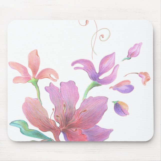 Flor desenhado mão Mousepad (Frente)