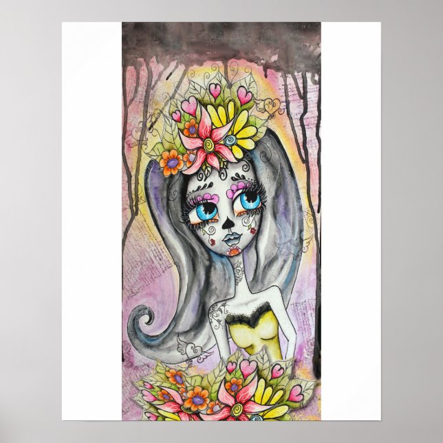 Flor, Dia de los Muertos poster (Frente)