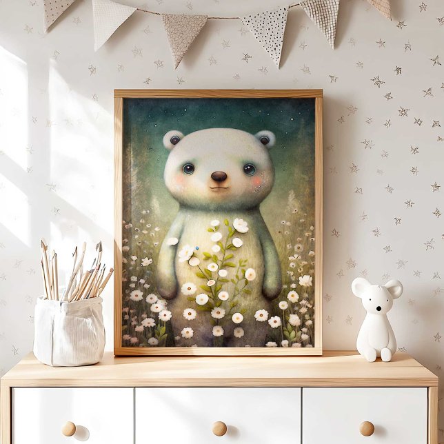 Flor do Bebê da Floresta | Impressão de Parede do  (Woodland Bear Nursery Wall Decor | Gender Neutral by TinkPrints.)
