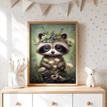 Flor do Bebê Raccoon | Impressão de Muro de Raccoo