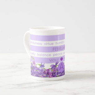 Flor do nascimento e caneca fevereiro BoneChina da