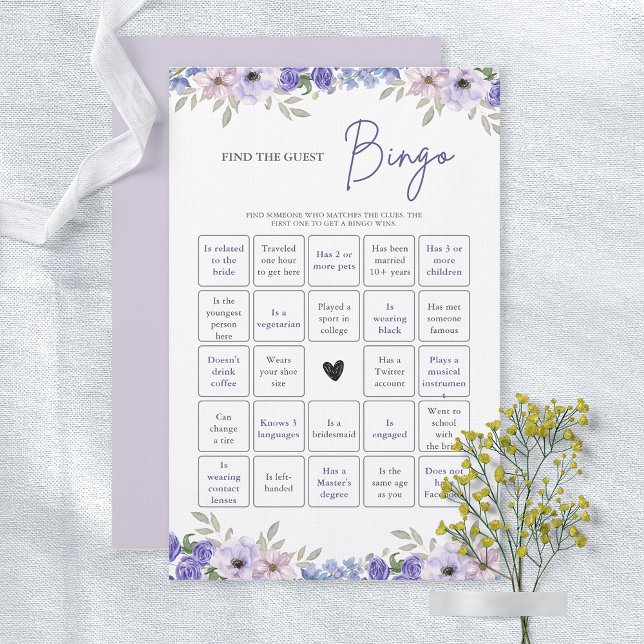 Flor Encontre o Jogo do Chá de panela de Bingo Con (Flower Find the Guest Bingo Bridal Shower Game)